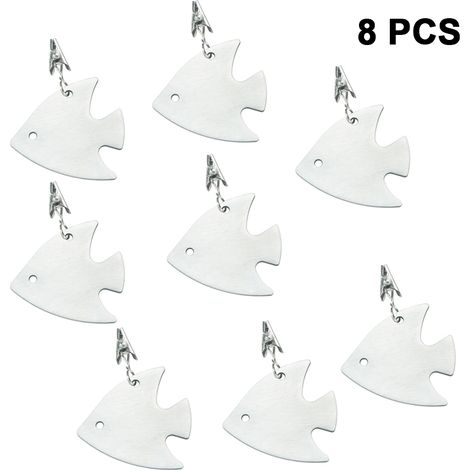 Poids Pour Nappe - En Acier Inoxydable 430 - Formes Feuille Poisson Marin Papillon - Pour Intérieur Et Extérieur - 8 Pièces (1/5)