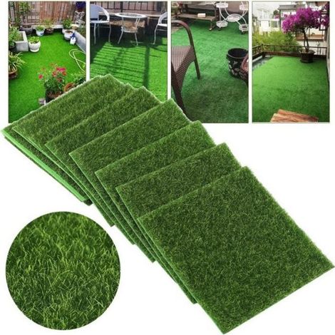 Pelouse artificielle - Gazon jardin micro paysage - 15 x 15cm - Fibre chimique - 6mm - UV (1/4)