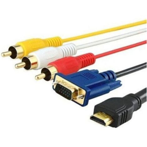 Hdmi To Vga And Rca Tv Dvd Lcd Led Hdtv Splitter Converter Adapter Cable