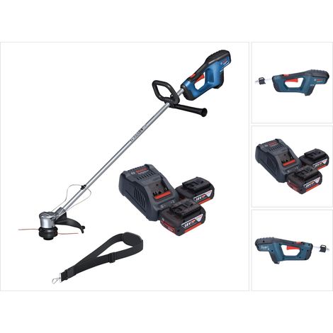 Bosch GRT 18V-33 Professional Akku Rasentrimmer 18 V 330 mm Brushless + 2x Akku 5,0 Ah + Ladegerät