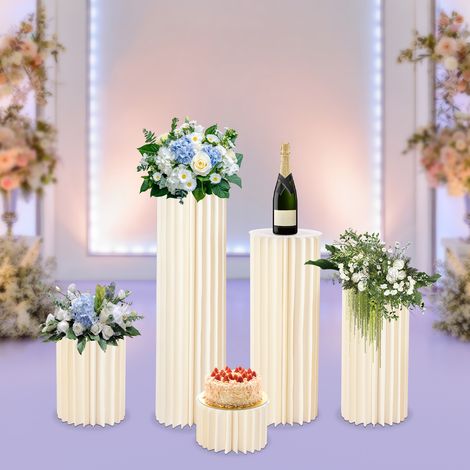 YISSALE – Lot de 5 supports de fleurs pliables en carton, capacité de charge de 50 kg chacun, pour mariage, fête d'anniversaire, pendaison de crémaillère, anniversaire (1/5)