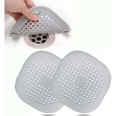Filtre d’évier et de baignoire en silicone – 2 pièces avec ventouse, protection anti-bouchon pour cuisine et salle de bain