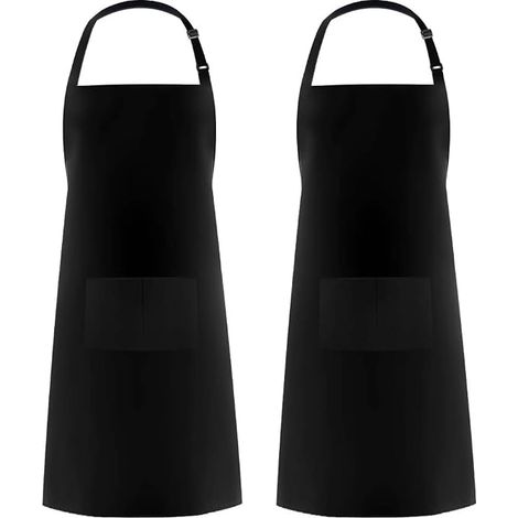 2er-Pack verstellbare professionelle Unisex-Küchen- und Grillschürzen (schwarz). (1/4)