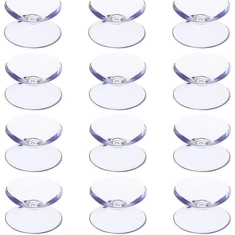 Lot de 12 ventouses double face pour plateaux de table en verre, entretoises transparentes antidérapantes, mini ventouses-2.00X2.00X1.00CM