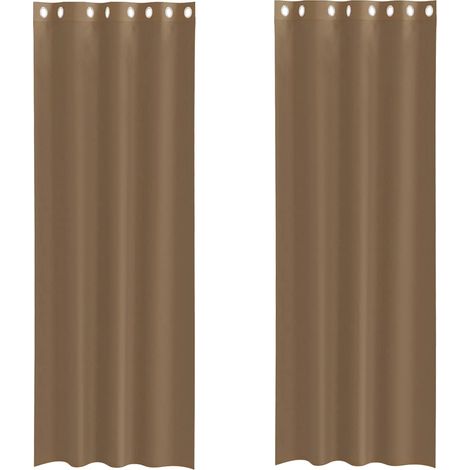 Maison Exclusive - Rideaux en voile avec œillets 2 pcs marron clair (1/5)
