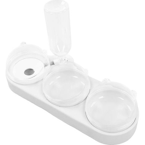 Gamelles doubles pour chats, multifonctions, en polypropylène de qualité alimentaire, avec distributeur d'eau automatique 3 en 1 pour petits chats (1/2)
