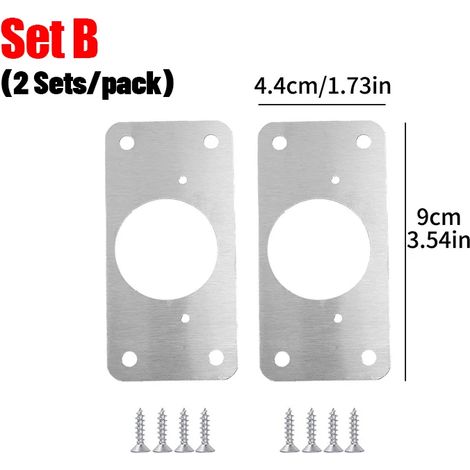 (Ensemble B-10) Kit de réparation de charnières de meuble avec vis, plaques de montage en acier inoxydable pour portes et tiroirs, supports de fixation plats et outils (1/5)