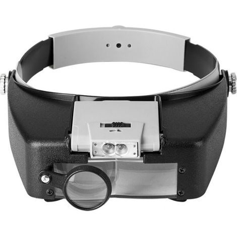 Diadema con lupa manos libres para relojeros con luz, auriculares con lupa y luz LED, para relojeros, joyeros y para leer. (1/4)