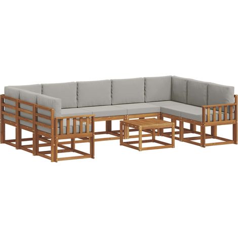 Outdoor Sofa Set with Cushion 10 pcs Natural and Light Grey vidaXL (1/5)