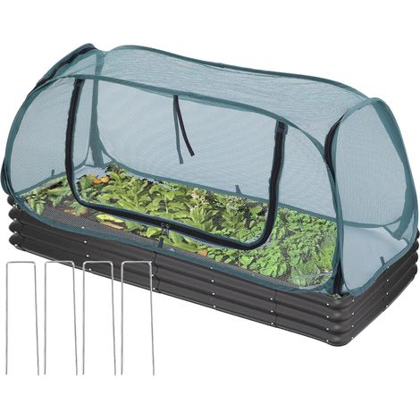 Cloche de protection pop-up pour fruits et légumes, filet anti-insectes et anti-oiseaux, voile fleur potager, Composition : 1155045, Couleur : vert (1/5)