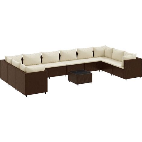 Maison Exclusive - 11-tlg. Garten-Lounge-Set mit Kissen Braun Pol (1/5)