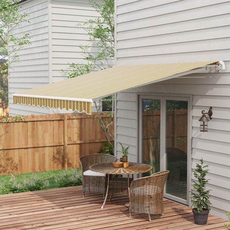 Tenda da Sole per Esterno Avvolgibile a Bracci con Apertura a Manovella, 350x250 cm, Giallo