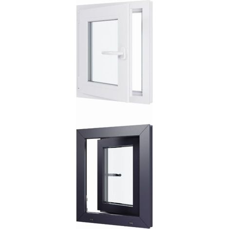 Finestra in PVC - Triplo vetro - Bicolore - Bianco e grigio - 500 mmx600 mm cm