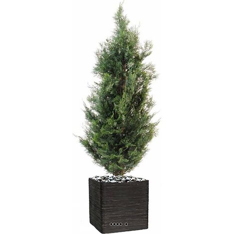 Cyprès artificiel extérieur H 125 cm forme pic - dimhaut: H 125 cm - couleur: Vert (1/4)