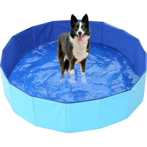 80 x 20 cm, faltbares Schwimmbad für kleine Hunde, sichere rutschfeste Badewanne, Außen- und Innenschwimmbecken für Katzen, Hunde, Haustiere und Kinder (blau)