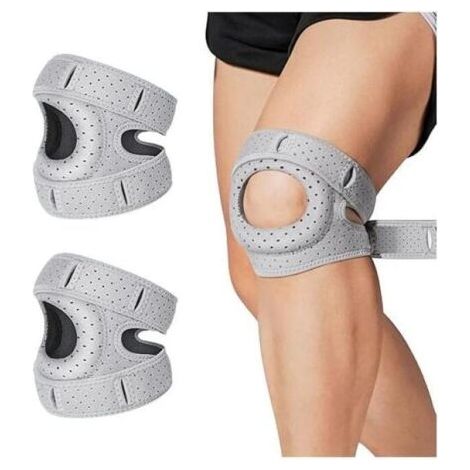 Genouillère orthopédique, genouillère rotulienne réglable, 1 paire, pour coureurs, joueurs de tennis et patients souffrant d'arthrite rotulienne (2, gris) (1/4)