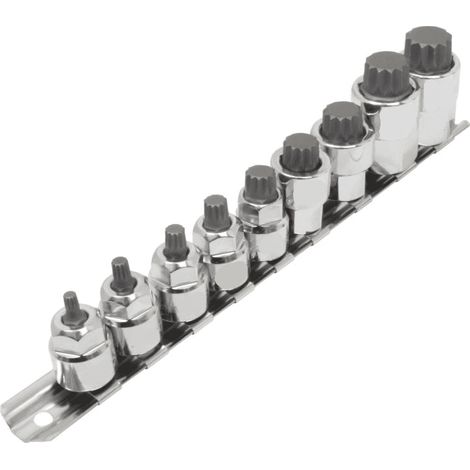 Set bussole 9pz inserti xzn 1/2&quot 3/8&quot M4 M18 chiai a bussola chrome vanadium 133sa