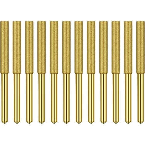 Affûteuse de chaîne pour tronçonneuse Affûteur de tronçonneuse diamant plaqué titane Burr Stone Lime Meules d'affûtage diamantées pour scie à chaîne Pierre Jewerly Wood 12 pcs 5/32 pouces, 4.0mm (1/4)