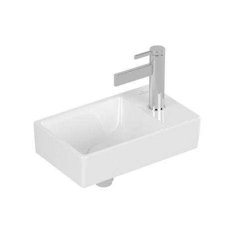 Villeroy & Boch Avento - Lave-mains 36x22 cm, sans trop-plein, un trou de robinetterie à droite, CeramicPlus, blanc alpin 43003LR1 (1/5)