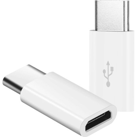 Adaptateur USB-C / Type-C 3.1 mâle vers Micro USB femelle, longueur : 2,5 cm (blanc) (1/4)