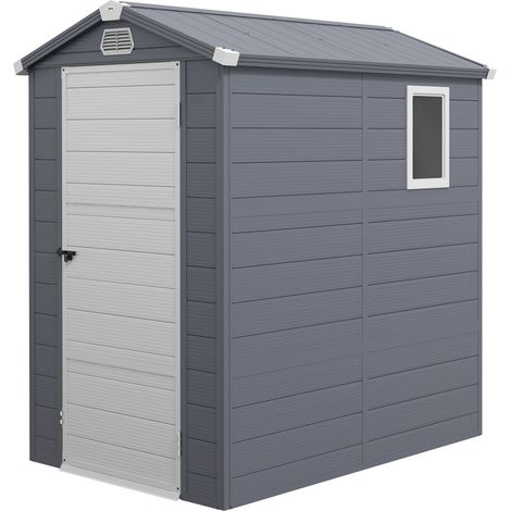 4.4ft x 6.2ft Aluminium Frame and Plastic Wall Shed, with Foundation - Grey