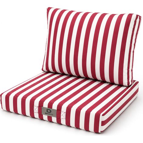 Coussins pour salon de jardin déhoussable 60x60cm Rayure rouge