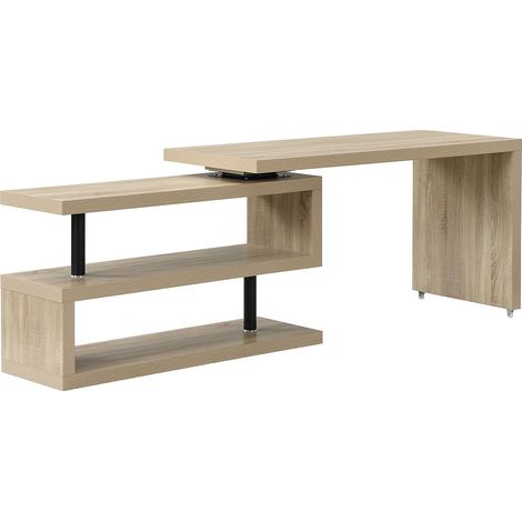 Scrivania allungabile con piano girevole 360° in MDF Naturale - NICEPHORE III