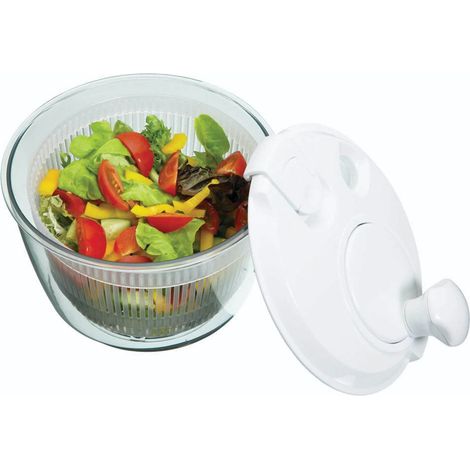 KitchenCraft Mini Ensaladera Giratoria para Escurrir y Colar el Agua Antes de Aliñar, Secado Rápido, Plástico de Seguridad Alimentaria, Apto para Lavavajillas, 19 cm