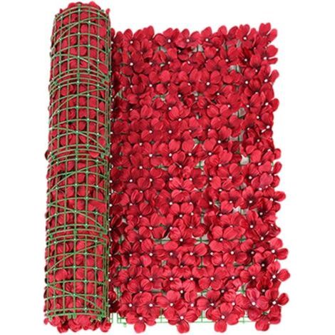 Clôture Artificielle en Feuillage, Plante Haie Décorative pour Balcon et Jardin, 0.53M Rouge
