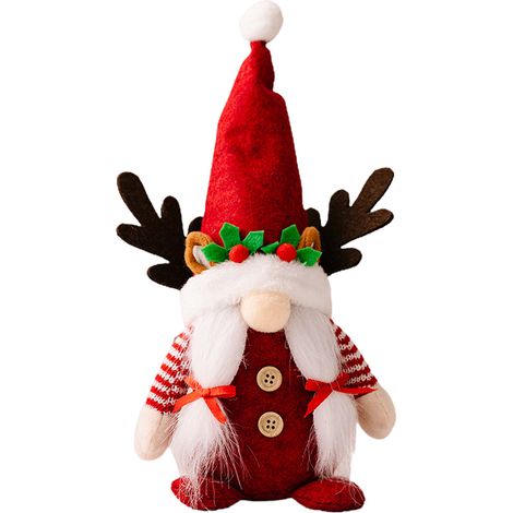 Décorations de Noël, chapeau en bois de renne, sapin de Noël, chapeau en forme d'étoile à cinq branches, figurine de Rudolph (bois de renne rouges) (1/2)