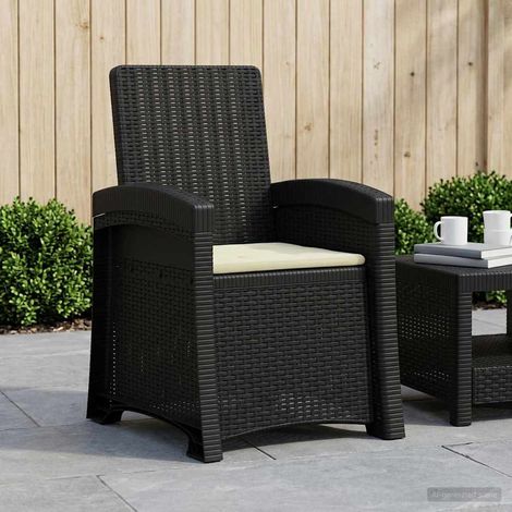 Teenpull – Liegesessel Garten Rattan-Optik Anthrazit und Creme PP (1/5)