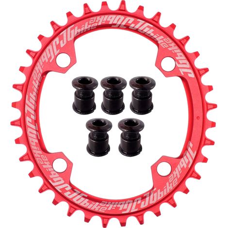 Piñón delantero rojo para bicicleta de montaña, 104 mm, 38 dientes. (1/5)