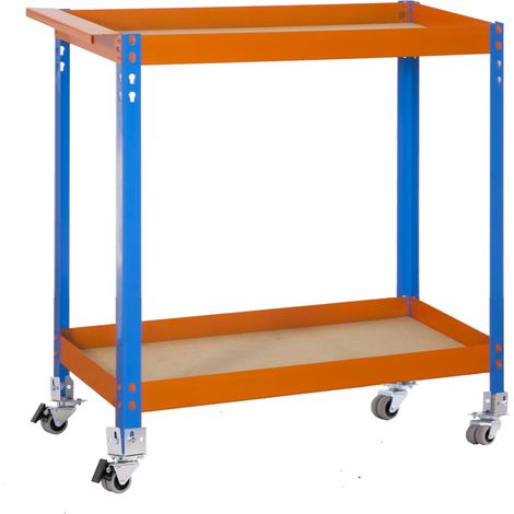 Simonrack Banco da lavoro Mobile Blu Arancio Legno 75 kg Capacità