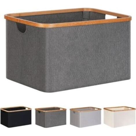 Panier à linge pliable 60 L, panier de rangement pliable en tissu de bambou, panier à linge pliable, panier à linge pour chambre et salle de bain (gris) (1/4)