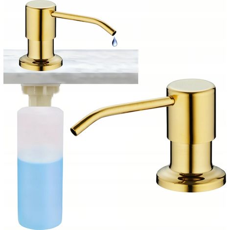 Dispensador de líquido lavavajillas dorado para fregadero de cocina o encimera. (1/5)