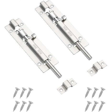Lot de verrous de porte - pour salle de bain, chambre, toilettes, abri de jardin, porte de douche - loquet coulissant facile à installer avec s (1/5)