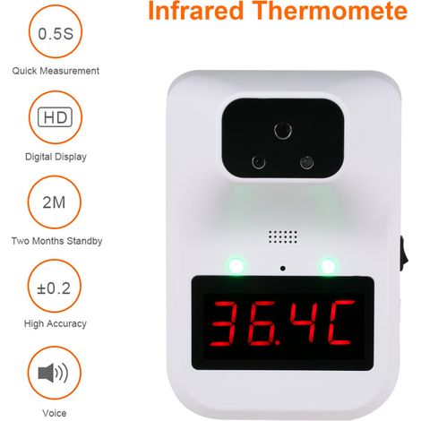 KI-Infrarot-Thermometer, Temperaturalarm, 10 Sprachen, °C/°F, Sprachfunktion (ein/aus)
