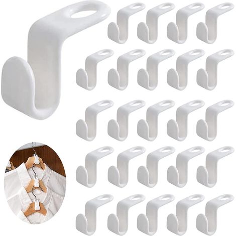 50 Pieces Hanger Connector Hooks Space Saving Hanger Connectors Waterfall Hanger Connector Extension Hanger Clips for Clothes Coat Wardrobe Closet (1/5)
