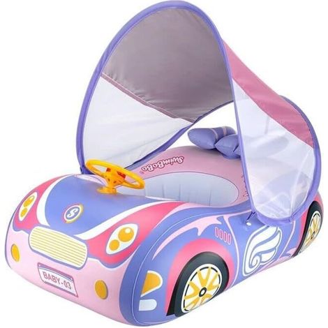 Bouée gonflable pour voiture et piscine pour tout-petits, bouée bébé avec pare-soleil réglable et siège de sécurité, jouet de piscine pour enfants de 1 à 4 ans