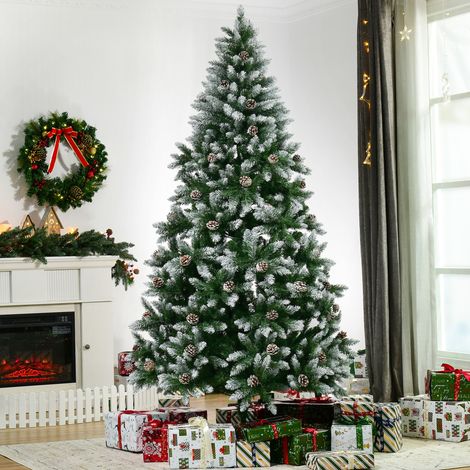 Árbol de Navidad Artificial Ø105x210 cm con 1440 Puntas de PVC y 75 Piñas con Ramas Apertura Automática Base Plegable y Soporte de Acero para Interiores Verde (1/5)