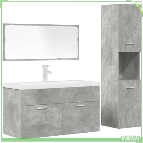 Ensemble de meubles de salle de bain - 3324900 - gris béton - vasque céramique avec trop‑plein - bois d'ingénierie (1/5)