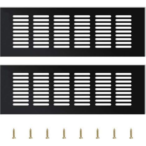 2 Pièces Grille Daération Extérieure,Grille Aeration Aluminium Grille Daération Extérieure Grille Aeration Reglable,Noir (1/4)