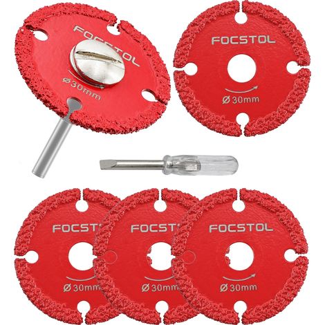 Mini Disque Diamant pour Métal – 5 pièces 30mm Lame Diamantée et 1 pièce Tige Ronde 3mm pour Couper Tubes en Fer Fins, Tôles Mince, Boulons et Vis (1/5)