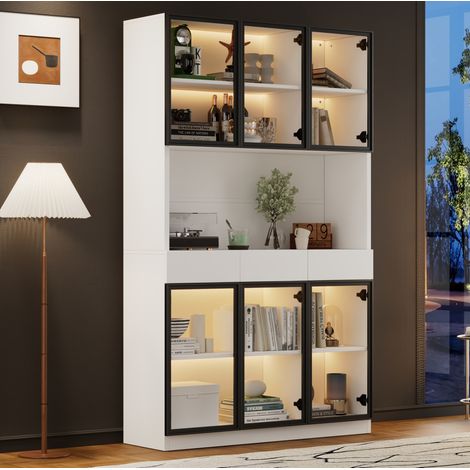 Vetrina mobile con LED e 3 cassetti 120x200 cm OKMYHOME (1/5)