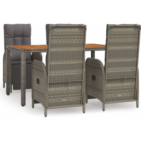 Maison Exclusive - 5-tlg. Garten-Essgruppe mit Kissen Grau Poly R
