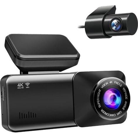 Doppia dashcam - Telecamera per auto - Guida sicura - 4K anteriore e posteriore - Schermo da 3 pollici