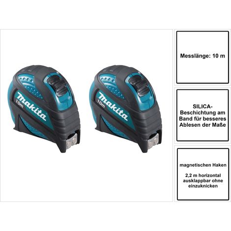 Makita 2x B-57168 Maßband 10 m Rollbandmaß mit magnetischen Haken (1/5)
