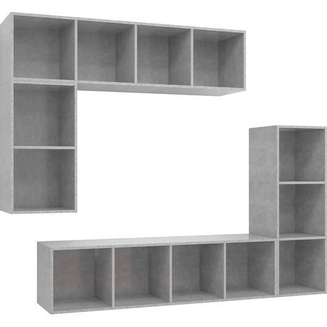 Maison Exclusive - Set di Mobili Porta TV 4 pz Grigio Cemento in Legno Multistrato (1/5)