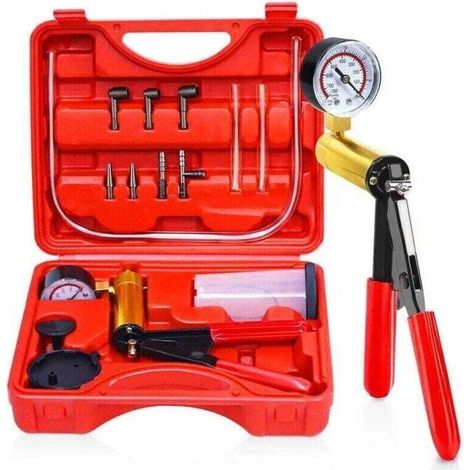 Coffret Pompe purge Purgeur liquide de Frein Testeur de Circuits à dépression,Pompe à Vide Manuelle,Vide Kit Outil de Réparation pour Voiture (1/4)