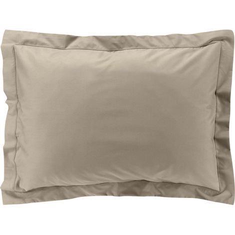 Douceur D'Intérieur – Taie d’oreiller 50 x 70 cm – Percale 100% coton 78 fils – Volant plat avec point bourdon – Sable